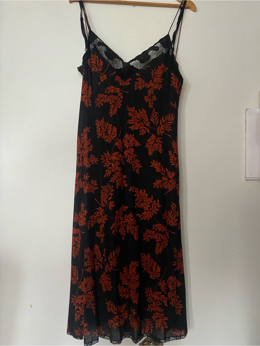 Dolce & Gabbana Black and Rust Floral Lace-Trim Slip